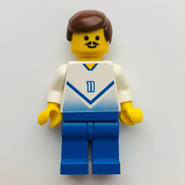 Soccer Player White Torso, Blue Legs #11