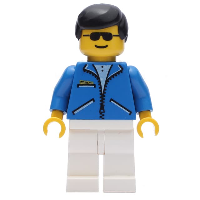 Blue Jacket, White Legs, Black Hair