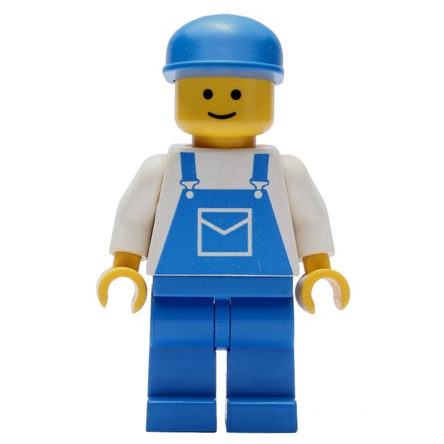 Man - White Torso, Blue Overall, Blue Cap - 3626b Head