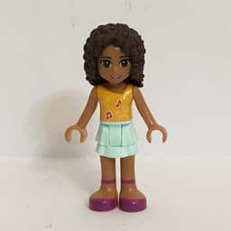 Andrea - Bright Light Orange Top, Light Aqua Skirt