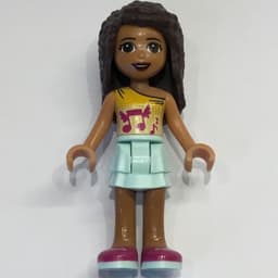 Andrea - Bright Light Orange Top, Light Aqua Skirt