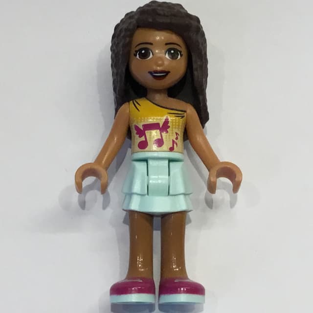 Andrea - Bright Light Orange Top, Light Aqua Skirt