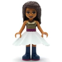 Andrea - Black Top, Magenta/Light Aqua Skirt