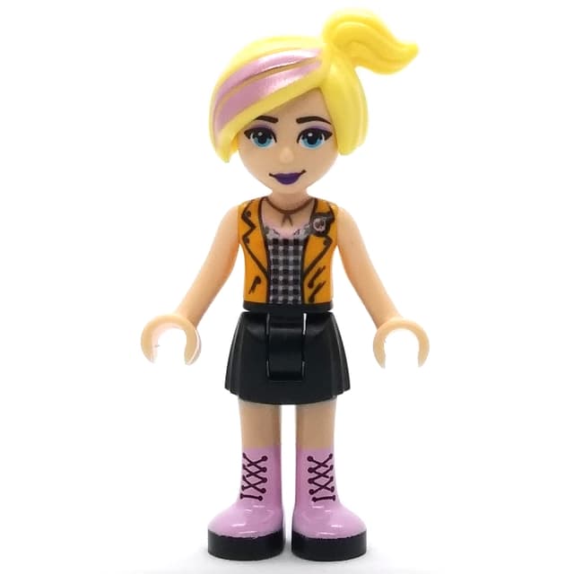 Chloe - Orange Vest, Black Skirt