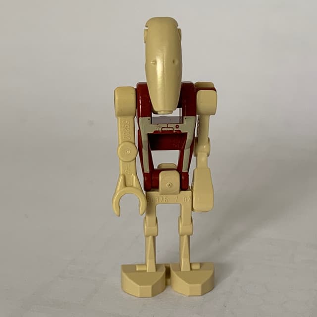 Battle Droid Security, Dark Red Torso with Tan Print and Three Red Dots, One Bent Arm, One Straight Arm