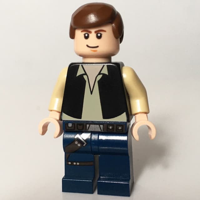 Han Solo, Black Vest, Dark Blue Legs, Smooth Hair, No Cheek Lines
