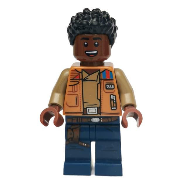 Finn, Tan Undershirt, Dark Blue Legs