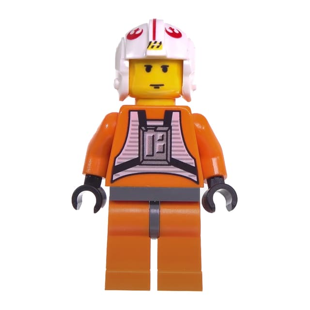 Luke Skywalker, Orange Rebel Pilot Outfit, Yellow Skin, Dark Bluish Gray Hips (3626c Head)