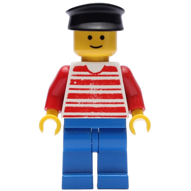 Man - Red/White Striped Shirt, Red Arms, Blue Legs, Black Hat