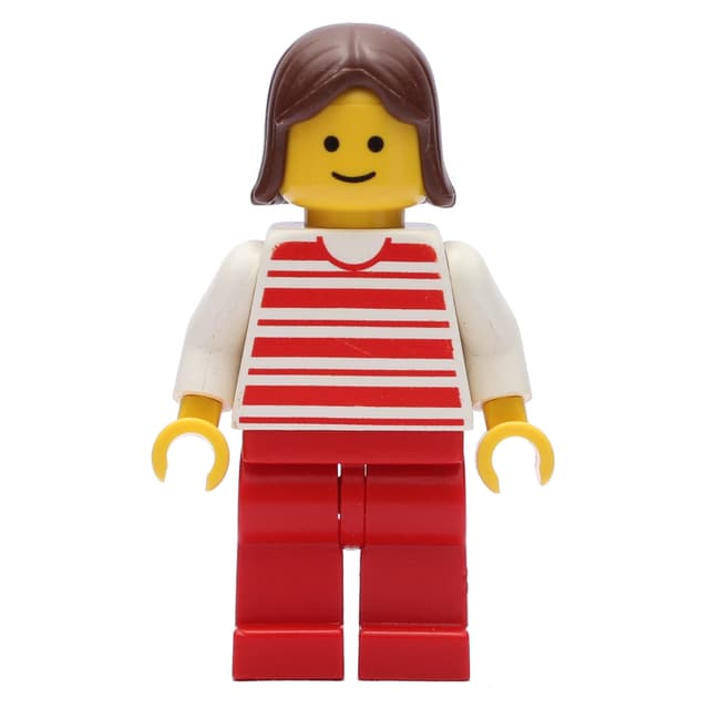 Woman - Red/White Striped Shirt, White Arms, Red Legs (3626b Head)