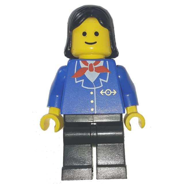 Train Worker - Blue Jacket, Black Legs, Female, Black Hair