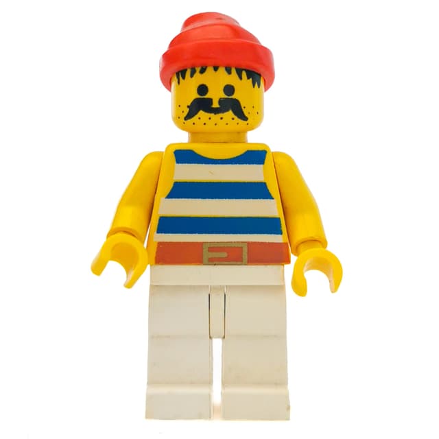 Pirate - Blue Stripes, White Legs, Red Bandana, Gold Belt Buckle, 3626b