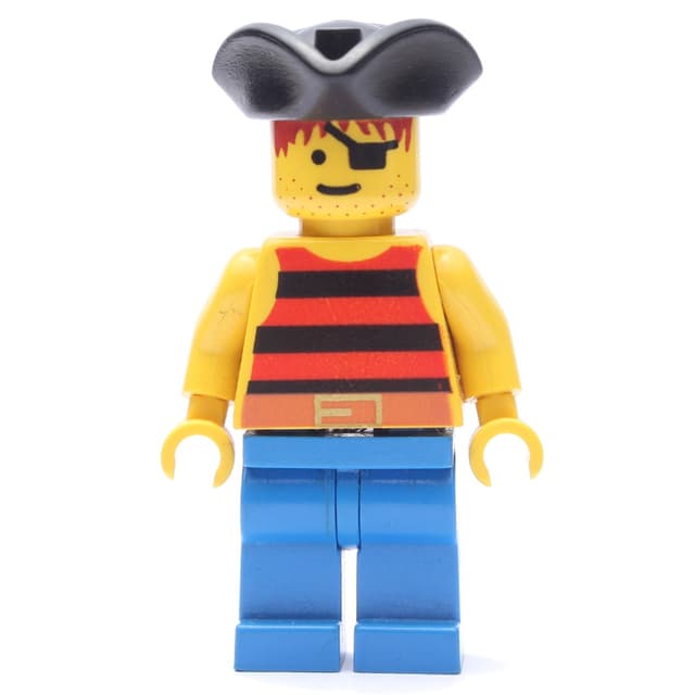 Pirate - Red/Black Stripes, Blue Legs, Black Tricorne