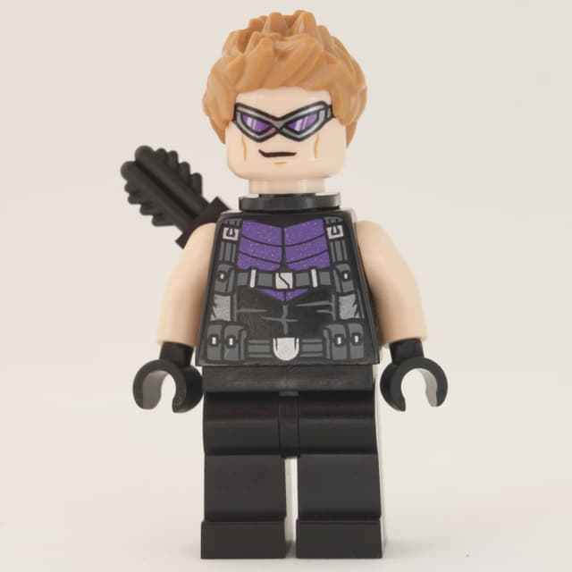 Hawkeye in Black and Dark Purple Outfit with Dark Purple Goggles, and Quiver