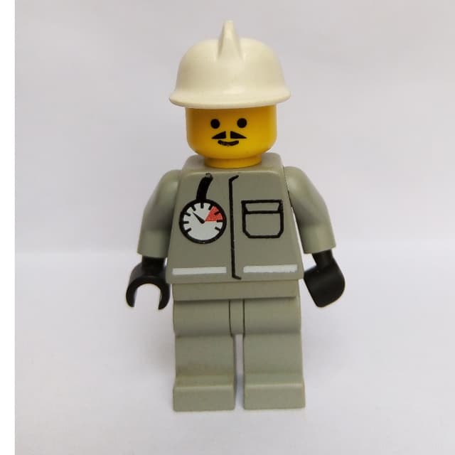 Fireman, Shirt with Gauge and Pocket, Light Gray Legs, White Helmet