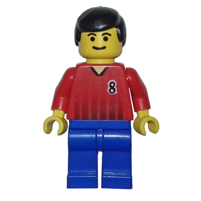 Soccer Player Red Torso, Blue Legs, #8