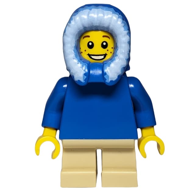 Boy, Plain Blue Torso, Short Tan Legs, Hood