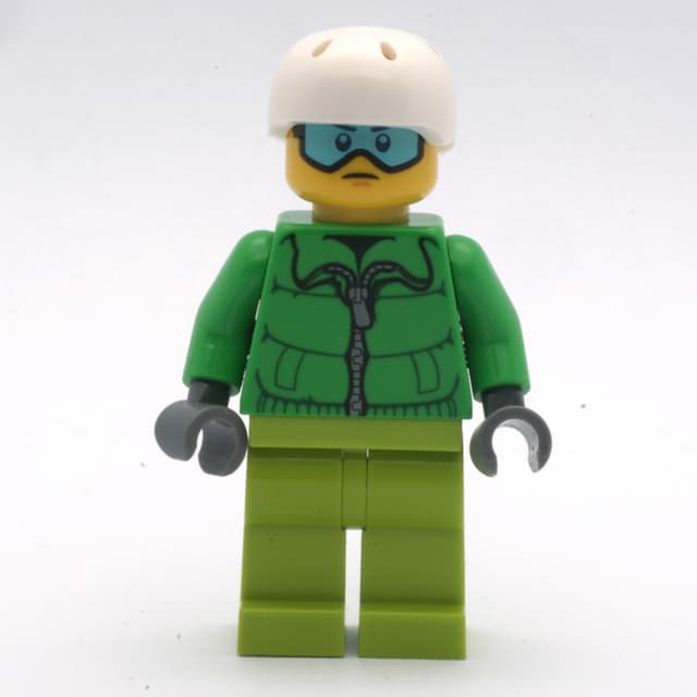 Man, Green Jacket, Lime Legs, White Helmet, Blue Goggles