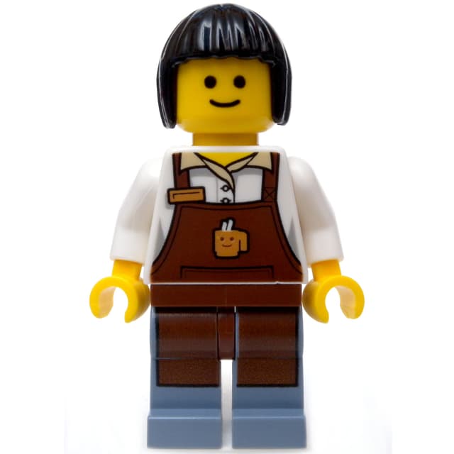 Barista, White Torso, Reddish Brown Apron, Sand Blue Legs, Dark Gray Side Shadows