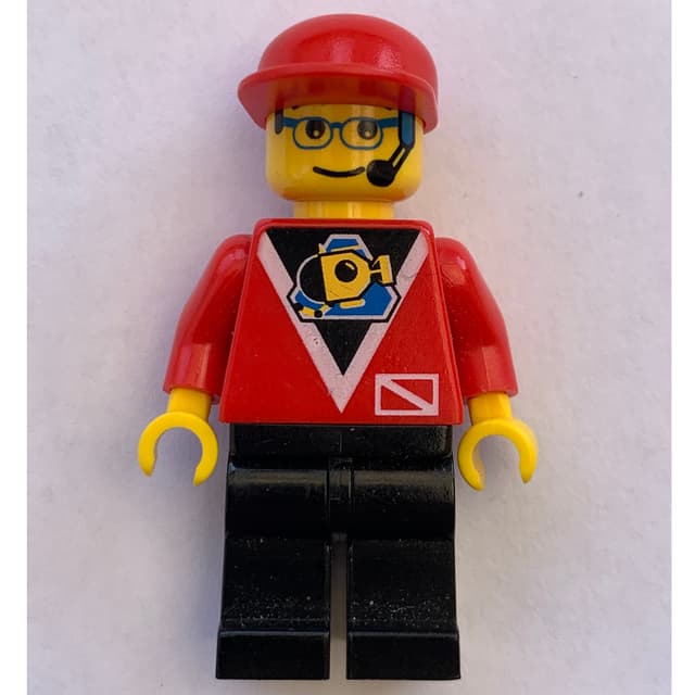 Marine Explorer, Red Shirt with Divers Logo, Black Legs, Red Cap, Glasses and Headset
