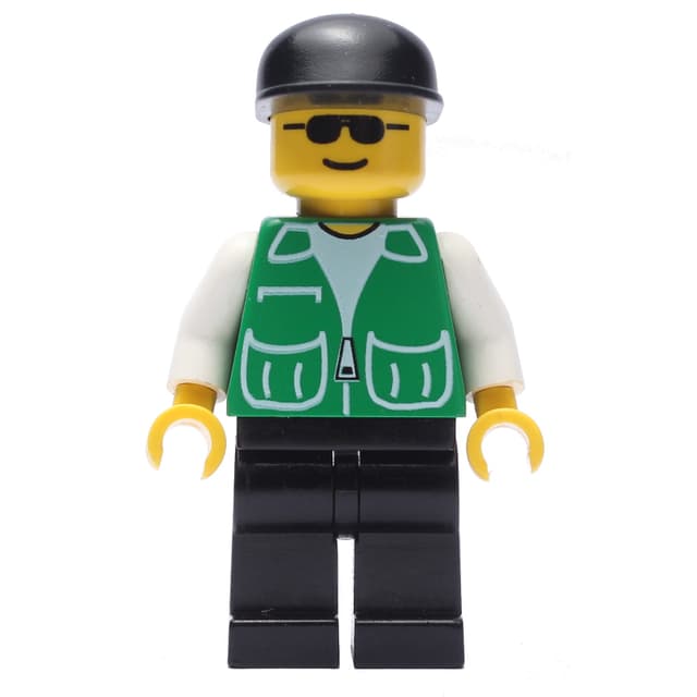 Man, Green Jacket, Black Legs, Black Cap, Sunglasses