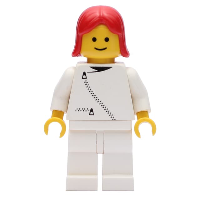 Woman, White Jacket with Zipper, White Legs, Red Hair