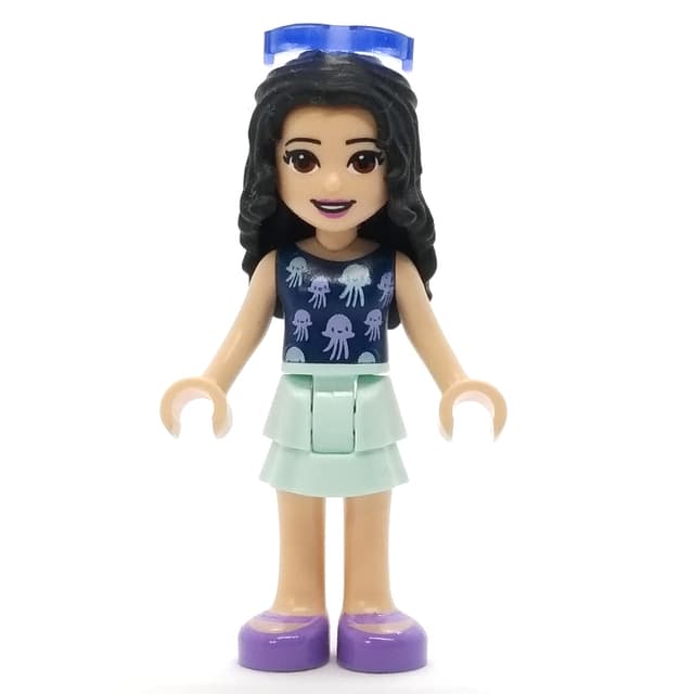 Emma - Dark Blue Top, Light Aqua Skirt, Glasses