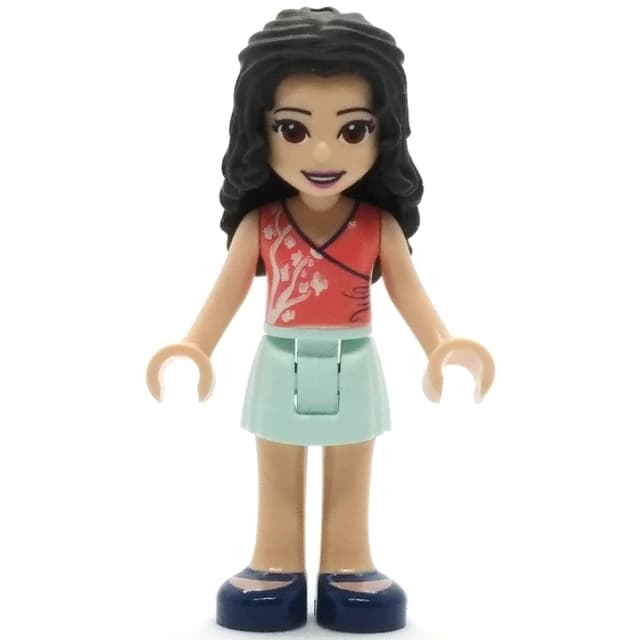 Emma - Coral Top, Light Aqua Skirt