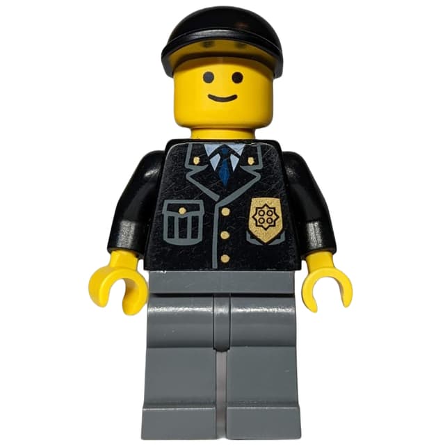 Police - Black Torso, Dark Bluish Grey Legs, Black Cap
