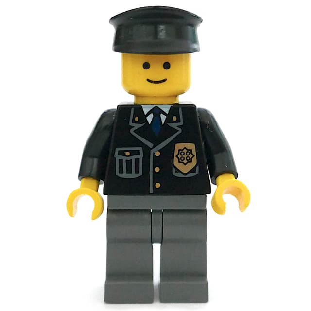 Police - Black Torso, Dark Bluish Grey Legs, Black Hat