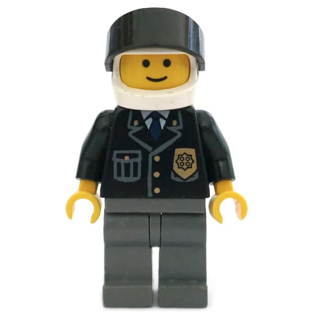 Police - Black Torso, Dark Bluish Grey Legs, White Helmet, Black Visor