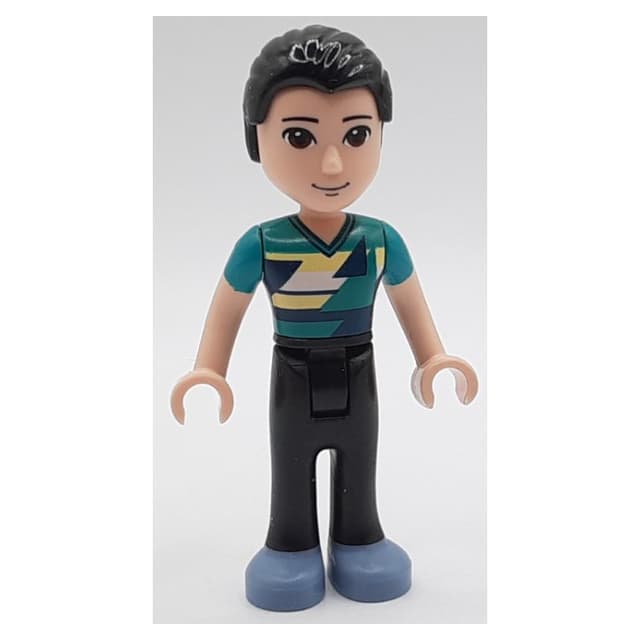 Robert - Dark Turquoise Top, Black Pants