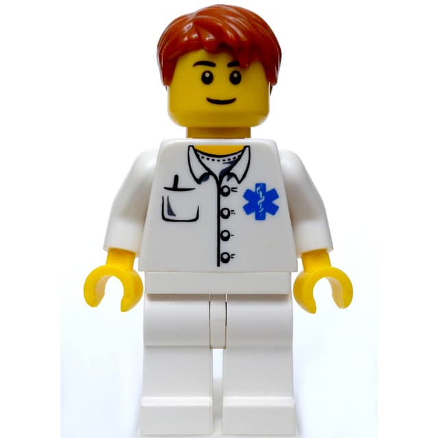 Doctor, White Shirt with Star of Life Logo, Dark Orange Hair, Black Eyebrows