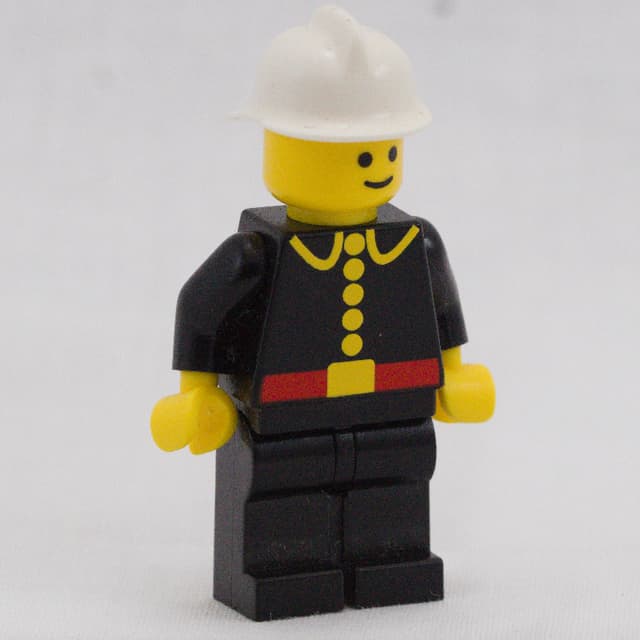Fireman, Classic, Black Fire Jacket with Red Belt and Buttons, White Helmet (Re-issue Torso)