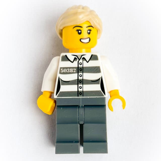 Helen Heist - Criminal, Prison Shirt with #50382, Dark Bluish Gray Legs, Tan Hair