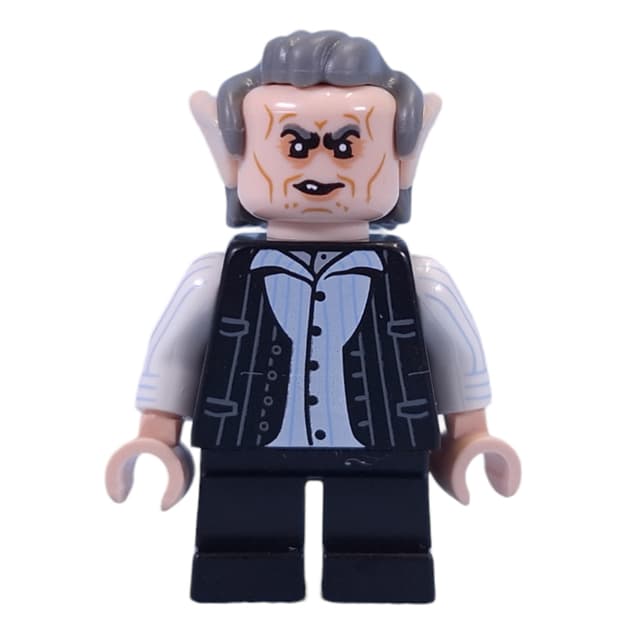 Griphook - Dark Bluish Grey Hair, Black Torso, White Arms, Black Legs