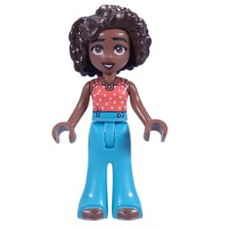 Aliya - Coral Top, Medium Azure Pants