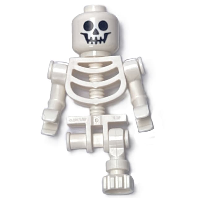 Skeleton, Standard Face, Bent Arms, Vertical Hand Clips, 78132 Torso, Missing Right Leg