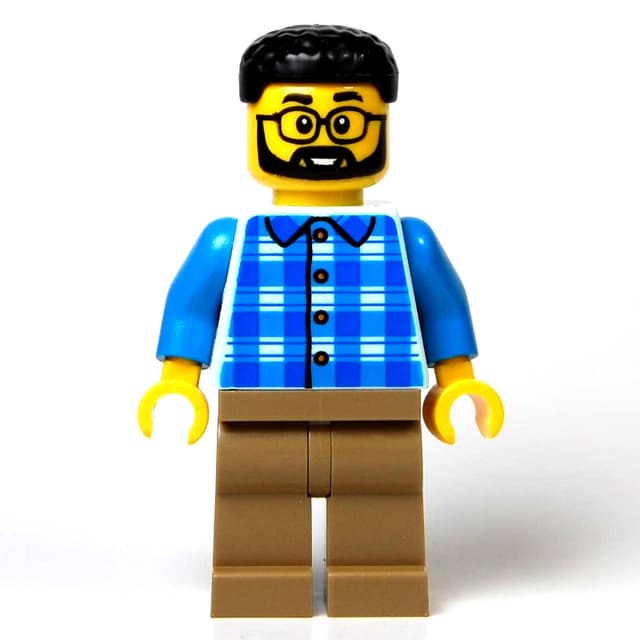 Man, Light Aqua Torso, Dark Tan Legs, Black Hair