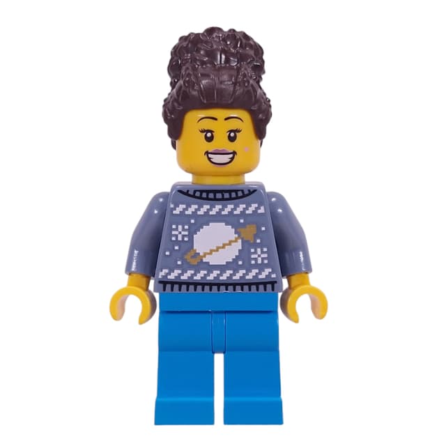 Sand Blue Sweater, Dark Azure Legs, Dark Brown Hair