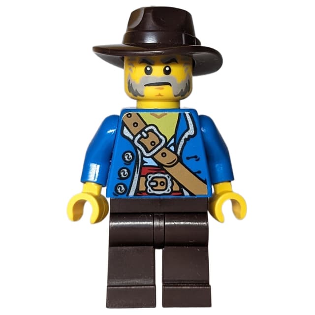 Pirate, Blue Torso, Dark Brown Legs, Dark Brown Hat