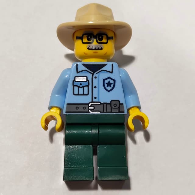 Ranger, Bright Light Blue Torso, Dark Green Legs, Fedora, Moustache
