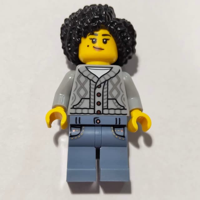 Mother, Light Bluish Grey Torso, Sand Blue Legs, Black Hair