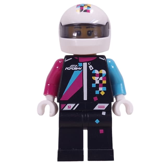 F1 ACADMEY Driver, Black Suit, White Helmet